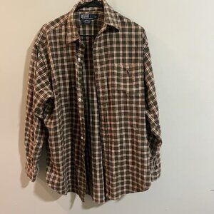 VTG Polo Ralph Lauren Men's Lowell Sport L/S Button Shirt Tan Plaid • Size M